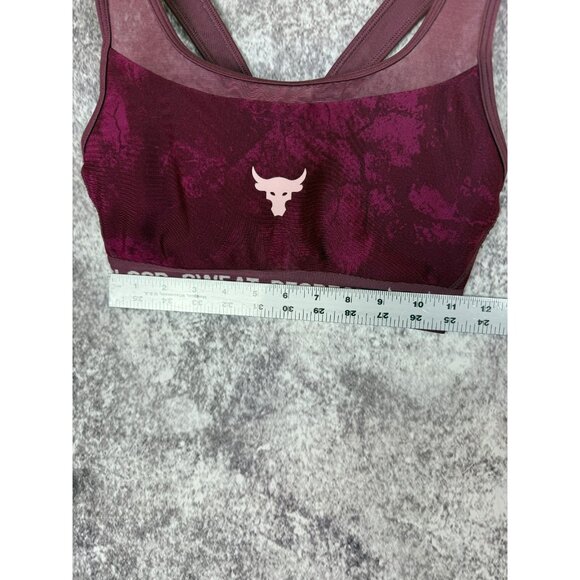Under Armour Sports Bra Womens M Burgandy Project Rock Armour Mid Crossback Bull - Picture 8 of 9